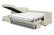 Rozkládací sedací souprava na každodenní spaní Steel béžová 004 - rozložená - úložný prostor - Sofabed
