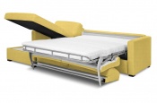 Rozkládací sedací souprava na každodenní spaní Steel žlutá 004 - rozložená - úložný prostor - Sofabed