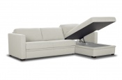 Rozkládací sedací souprava na každodenní spaní Steel bílá 005 - nerozložená - úložný prostor - Sofabed