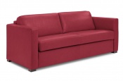 Rozkládací sedací souprava pro každodenní spaní Steel | skvělý design | komfortní lůžko a sezení | 3 druhy zdravotních matrací | velký výběr kvalitních potahů evropského původu | červená látková | boční pohled | nerozložená 002 - Sofabed